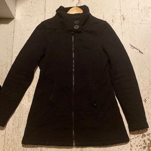 North face, quilted, jacket, black, zipper pockets, collar, size medium